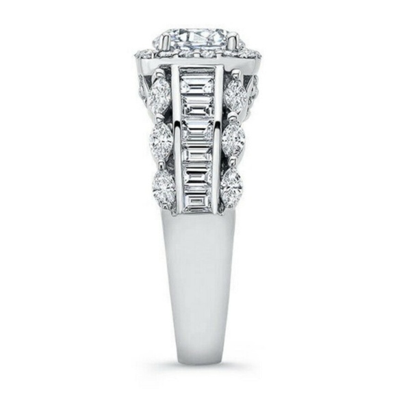 New Nice 925 Silver Round Cut White Sapphire Ring - Picture 4 of 5